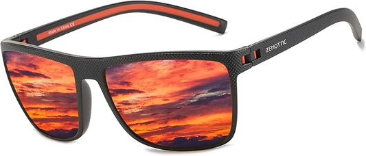 ZENOTTIC Polarized Sunglasses for Men Lightweight TR90 Frame UV400 Protection Square Sun Glasses