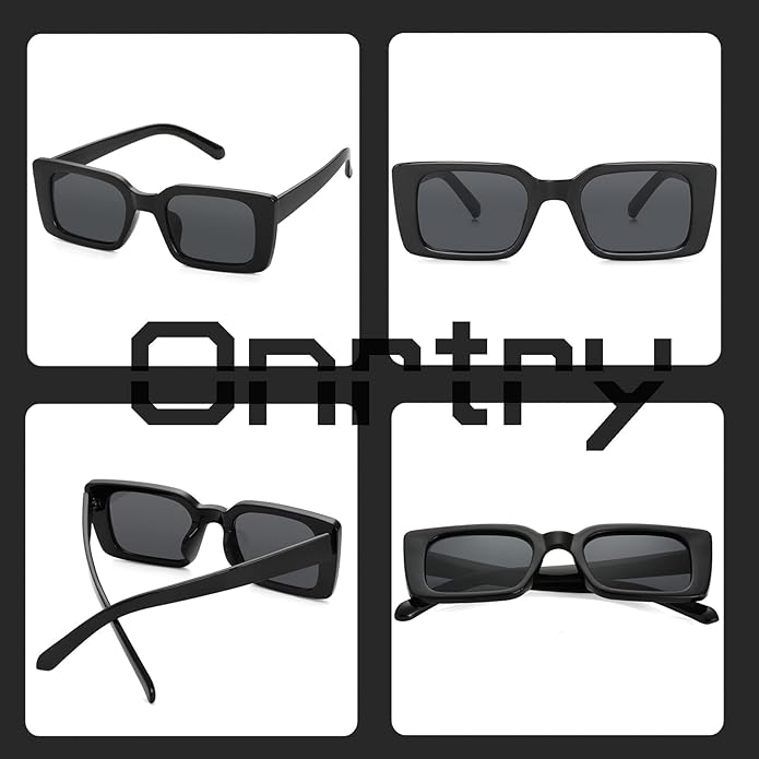 Onrtry Rectangle Sunglasses for Women Men Vintage Fashion Sun Glasses