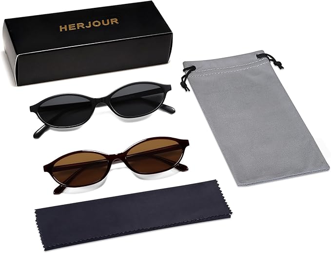 Retro Oval Cat Eye Sunglasses for Women Y2k Trendy Narrow Sunnies Designer Sun Glasses AR82253