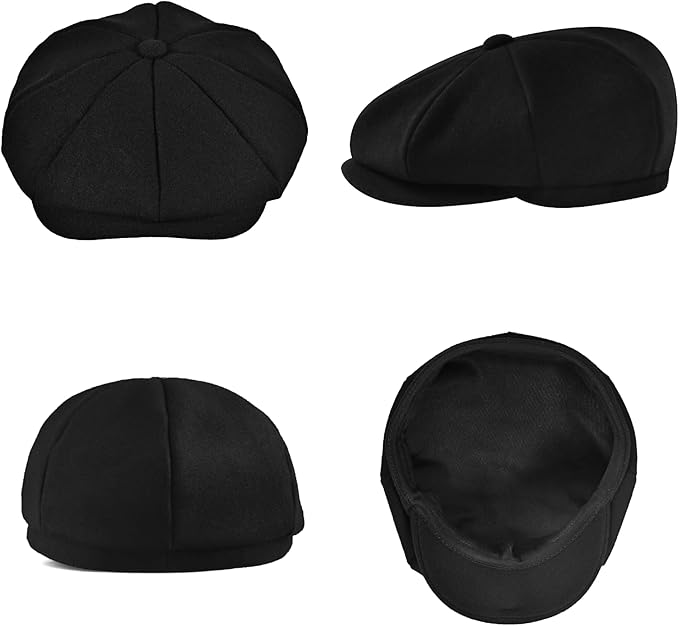 KUJUHA Wool Newsboy Cap for Men Flat Irish Cabbie Ivy Gatsby Newsboy Driving Hat Hunting Cap
