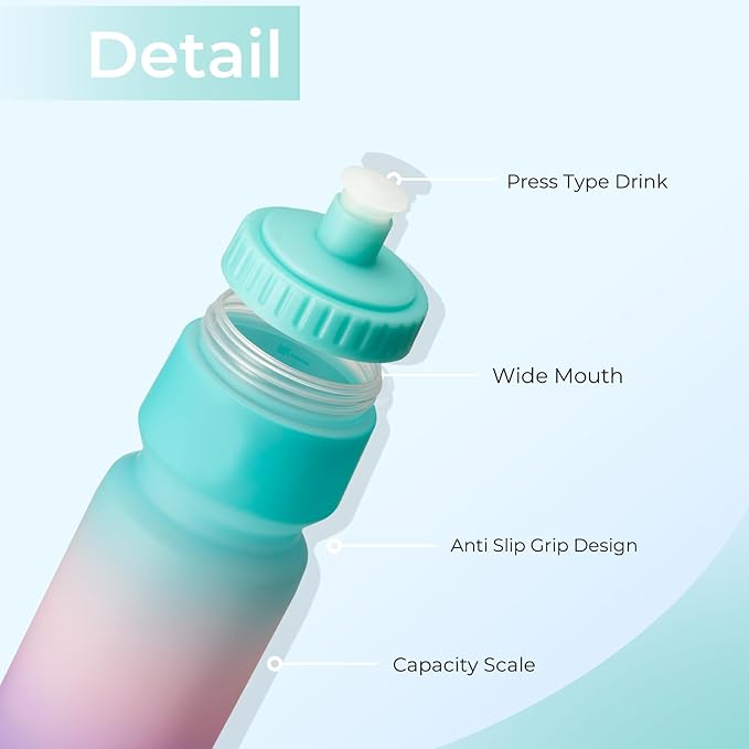 2Pack 32oz Bike Water Bottle, 1000ml Sports Cycling Water Bottle Easy to Squeeze, Lightweight Fits Most Bike Cages Bicycle