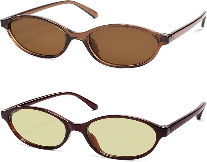 Retro Oval Cat Eye Sunglasses for Women Y2k Trendy Narrow Sunnies Designer Sun Glasses AR82253