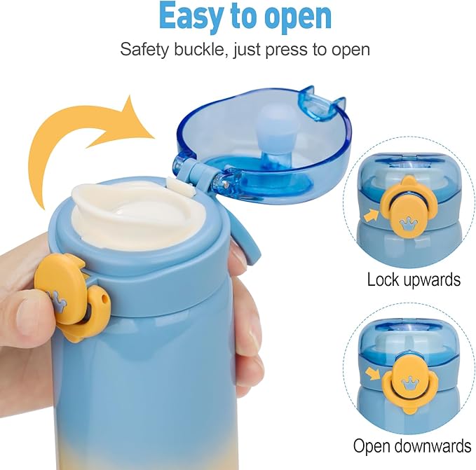 Kids Water Bottle, Mini Water Bottle, Children's Insulated Water Bottle 16 oz, Insulated Cooling Stainless Steel Bottle for Sports and Travel (Blue)