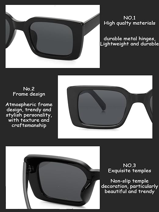 Onrtry Rectangle Sunglasses for Women Men Vintage Fashion Sun Glasses