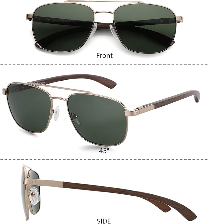 ZENOTTIC Aviator Wood Polarized Sunglasses for Men 100% UV Protection Fishing Driving Golf