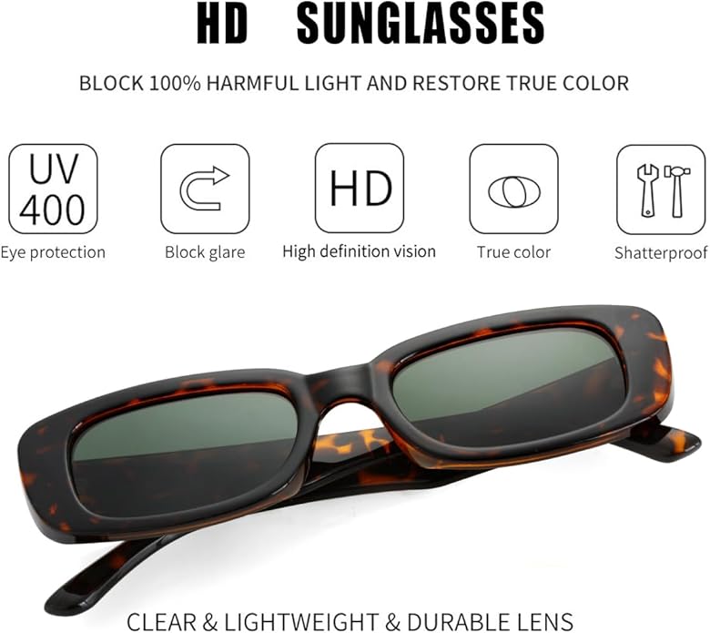 Kursan Small Rectangle Sunglasses for Women Men Square Frame Sun Glasses – 100% UV400 Protection
