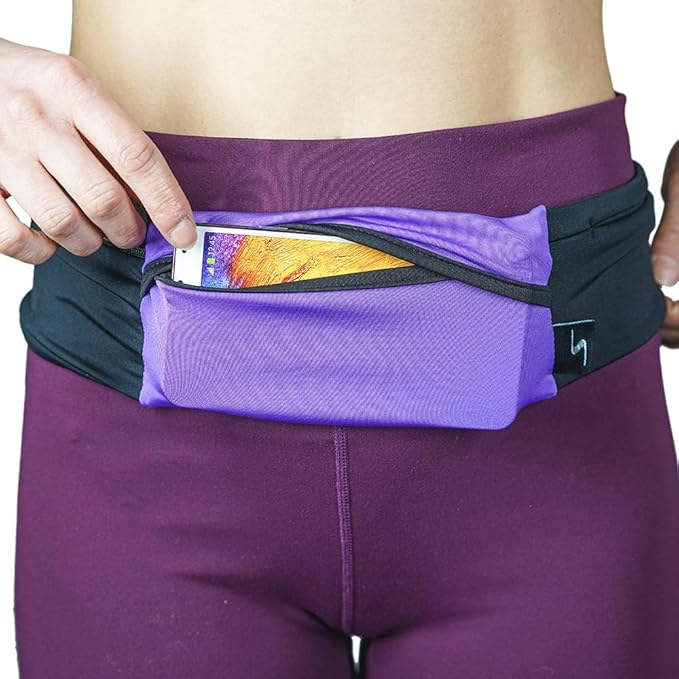 3 Pocket Adjustable Running Belt Waist Pack, Fanny Pack For Working Out With Sweat Resistant Backing, Holds All iPhone Models