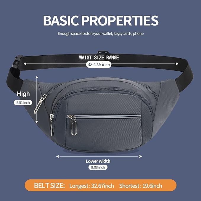 DAITET Crossbody Fanny Pack for Men&Women,Large Waist Bag & Hip Bum Bag with Adjustable Strap for Outdoors Workout Traveling Casual Running Hiking Cycling