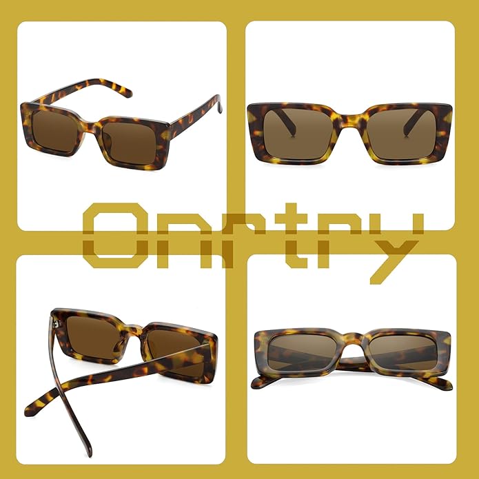 Onrtry Rectangle Sunglasses for Women Men Vintage Fashion Sun Glasses