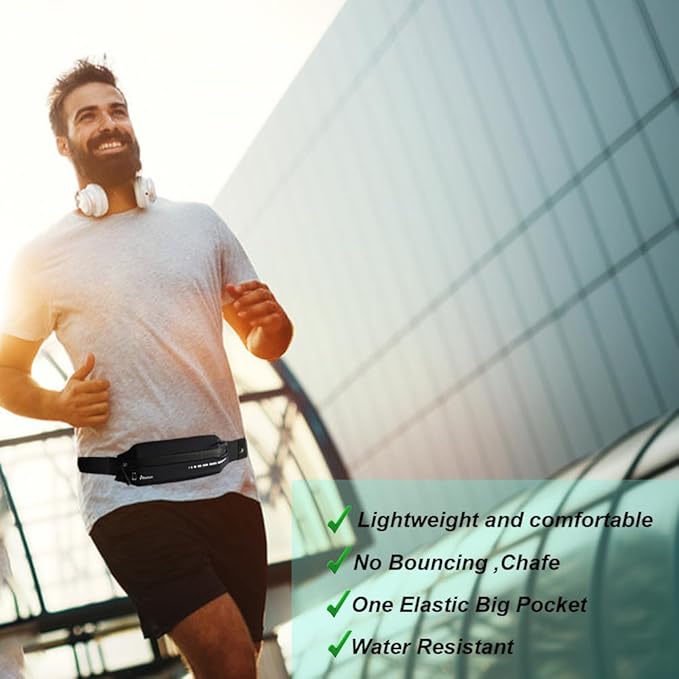 Slim Running Belt for Women Men,Runners Fanny Pack Phone Holder,Running Pouch Waist bag for Workout Jogging,Money Belt Running Gear Accessories