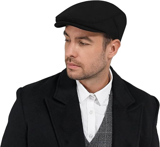 KUJUHA Newsboy Hats for Men Flat Irish Cabbie Ivy Gatsby Newsboy Driving Hat Hunting Cap Winter Hat
