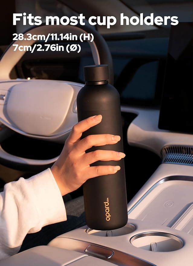 Opard Slim Water Bottle 32oz, Dishwasher Safe Plastic Water Bottle BPA-Free, Leakproof Screw Top, Charcoal Black, Reusable for Travel School Sport Gym Hiking