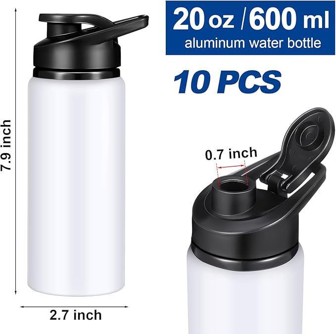 CHENGU Water Bottle Bulk 20 oz Aluminum Reusable Bottles Lightweight Snap Lid Water Cups Easy Carry Leak Proof Travel Tumbler for Gym Sports Camping Hiking Fishing