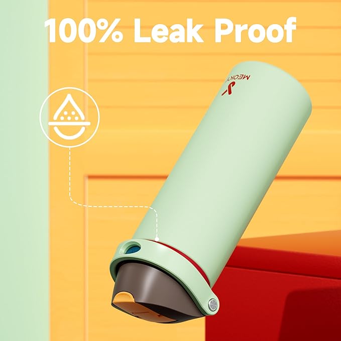 24 oz Insulated Water Bottle with Straw: Meoky Stainless Steel Metal Water Bottle with 2-in-1 Lid - Leak Proof, Cold for 24 Hours, Protective Silicone Base, BPA-Free for Sports Travel Car, Boneyard