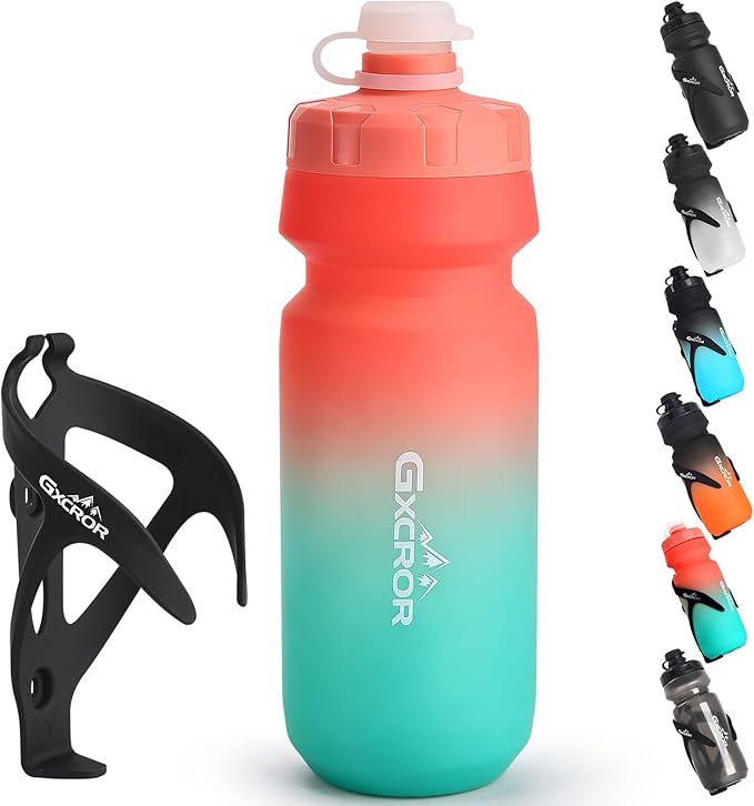 GXCROR Bike Water Bottle Holder with Bottle Combo, Lightweight, Durable & Secure Water Bottle Cage Set, Easy Installation, Fit for Sport Outdoor Cycling, MTB Road