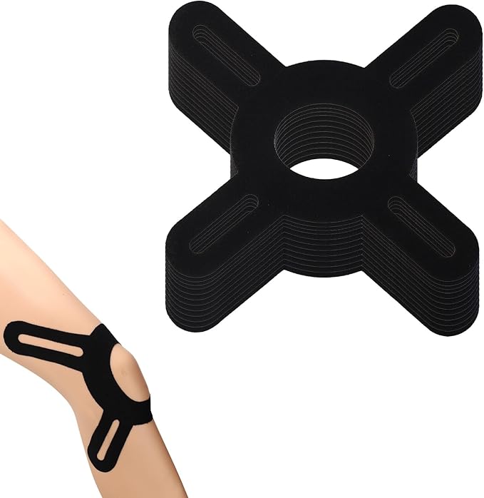 12pcs Tape for Knees, Breathable Precut Sports Athletic Strips Tape Knee Support Stickers for Lowering Injury Increasing Flexibility(Black)