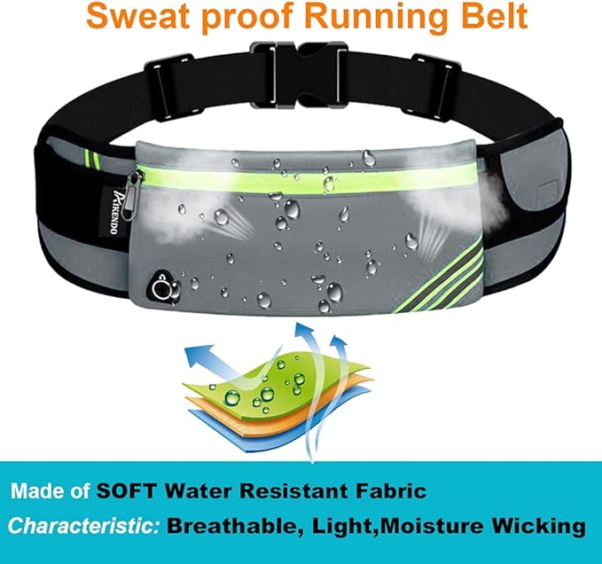Running Belt Waist Pack Bag Fanny Pack for Phone Men Women,Thin Runners Pouch Belt for Hiking Walking Sports Cycling Traveling Money Belt,Phone Carrier Waistband for Wallet Gray