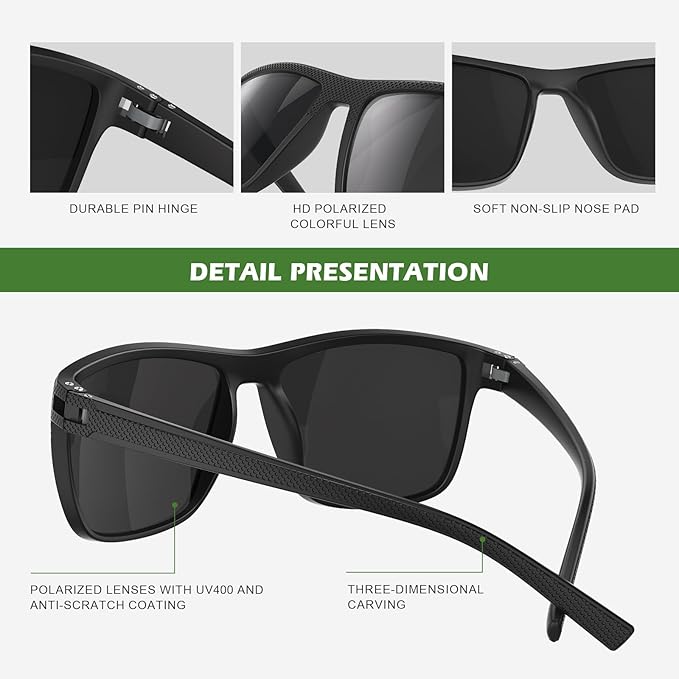 Fanshen Polarized Sports Sunglasses for Men, UV Protection Lightweight Sun Glasses for Driving Fishing Golf Cycling