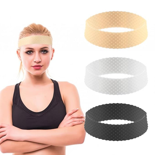 3 PCS Wig Grip Band, Adjustable Silicone Wig Headband, Non Slip Wig Bands Elastic Wig Gripper, Women Men Wig Bands Sweat-Proof Hold Wig Cap Hairband for Keeping Wigs (Black+Skin Color+White)