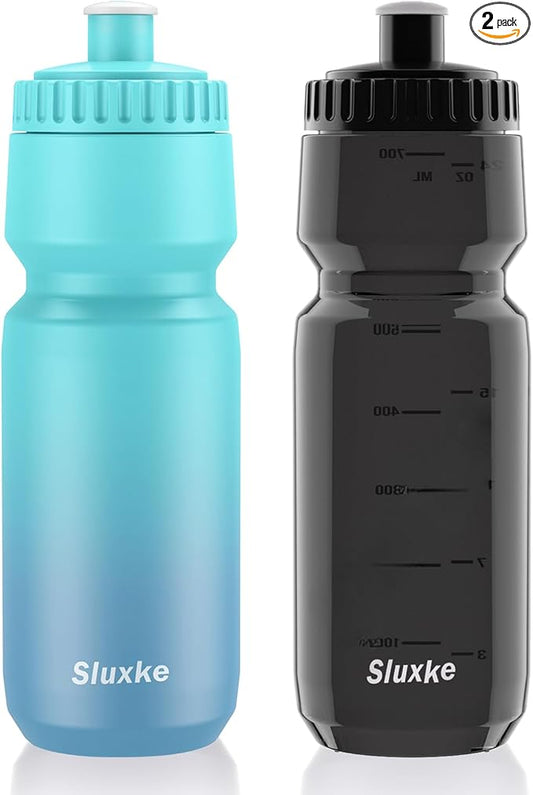 32oz Cycling Water Bottle 2Pack, 1000ml Sports Squeeze Bottle BPA Free, Lightweight Fits Most Bike Cages Bicycle