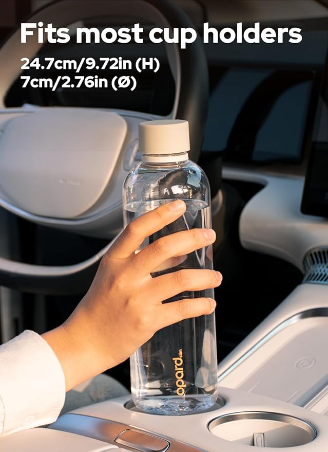 Opard Slim Water Bottle 27oz, Dishwasher Safe Plastic Water Bottle BPA-Free, Leakproof Screw Top, Clear Cream, Reusable for Travel School Sport Gym Hiking