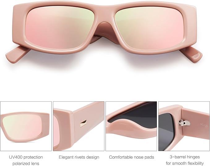 SOJOS Trendy Y2K Rectangle Polarized Sunglasses for Women Men Fashion Designer Rave Sunglasses SJ2228