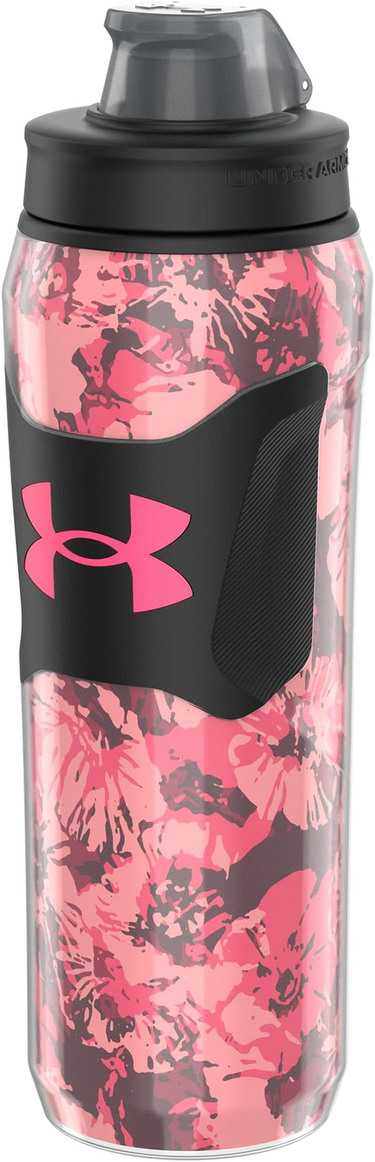 Under Armour 28oz Playmaker Squeeze Insulated 2 - Sports Water Jug, Leak Resistant for Baseball, Football & More, Pink Poppy