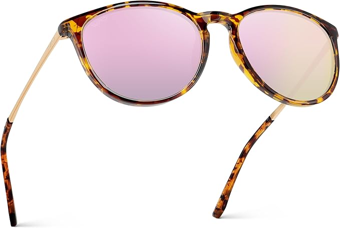 WearMe Pro Women's Round Sunglasses with Polarized UV Protection, Trendy Retro Designer Style