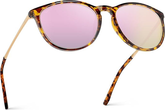 WearMe Pro Women's Round Sunglasses with Polarized UV Protection, Trendy Retro Designer Style