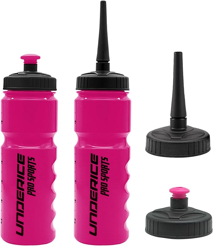 UICE Water Bottle with Straw,25.3oz 2 Pack,Easy Squeeze Bottles Built in Finger Grip,Sport Water Bottles for Hockey,Baseball,Softball,Football,Fitness,Pink