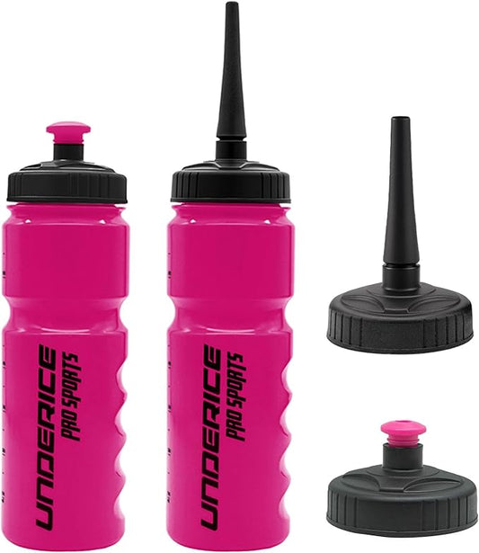 UICE Water Bottle with Straw,25.3oz 2 Pack,Easy Squeeze Bottles Built in Finger Grip,Sport Water Bottles for Hockey,Baseball,Softball,Football,Fitness,Pink