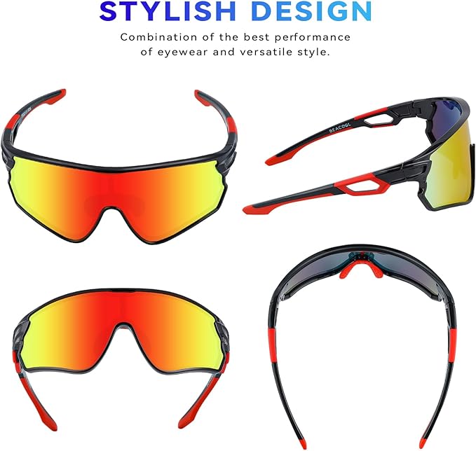 BEACOOL Polarized Sports Sunglasses for Men Women Youth Baseball Cycling Running Driving Fishing Golf Motorcycle TAC Glasses