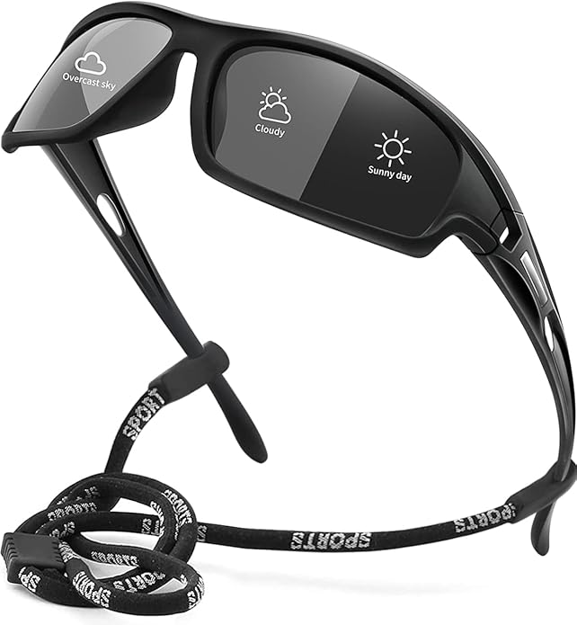 Polarized Sports Sunglasses for Men 100% UV Protection Wrap Around Unbreakable Sun Glasses for Fishing Driving