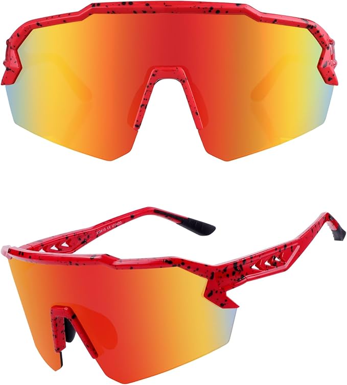 Ukoly Baseball Sunglasses For Men Women,Sports Sunglasses For Baseball Running Cycling UV400 protection TR90 Frame 615