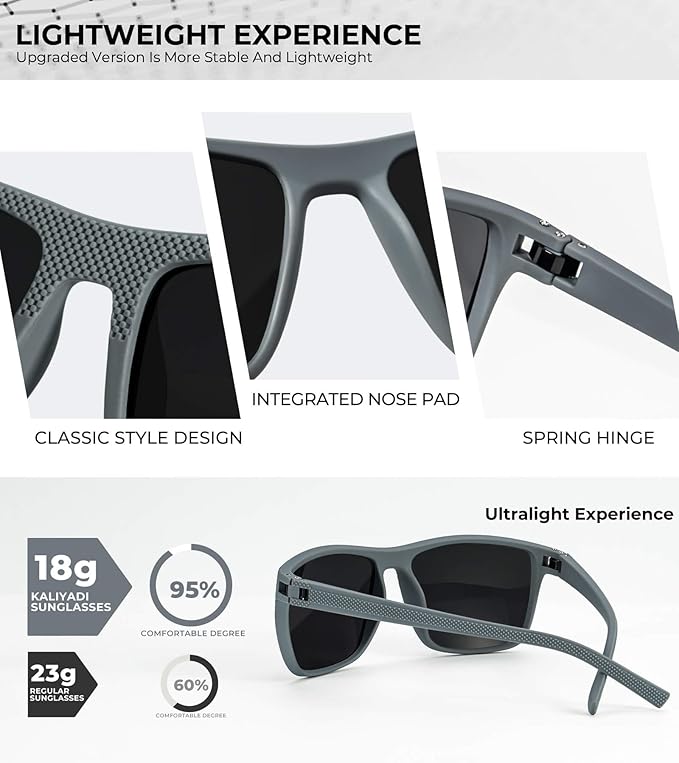 KALIYADI Polarized Sunglasses for Men, Lightweight Sun Glasses with UV Protection for Driving Fishing Golf
