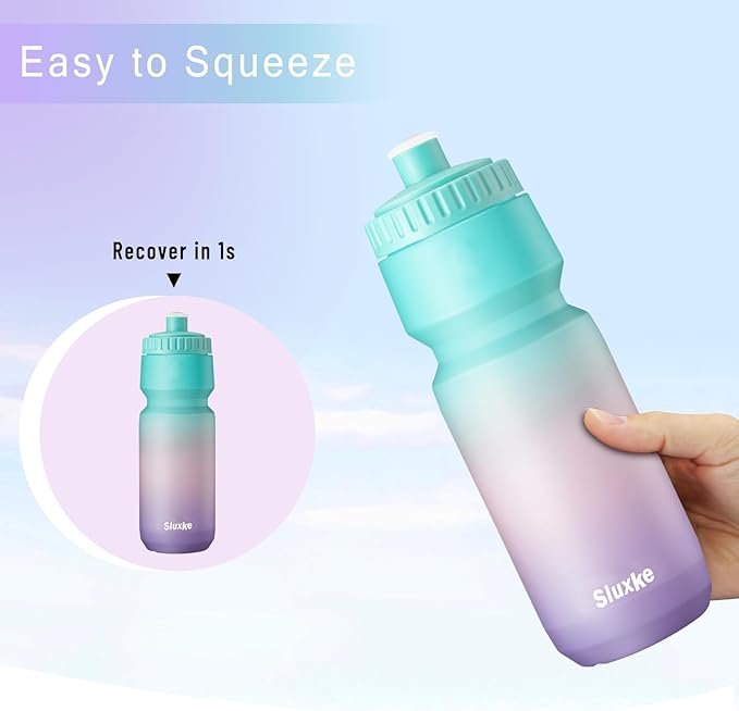 2Pack 32oz Bike Water Bottle, 1000ml Sports Cycling Water Bottle Easy to Squeeze, Lightweight Fits Most Bike Cages Bicycle