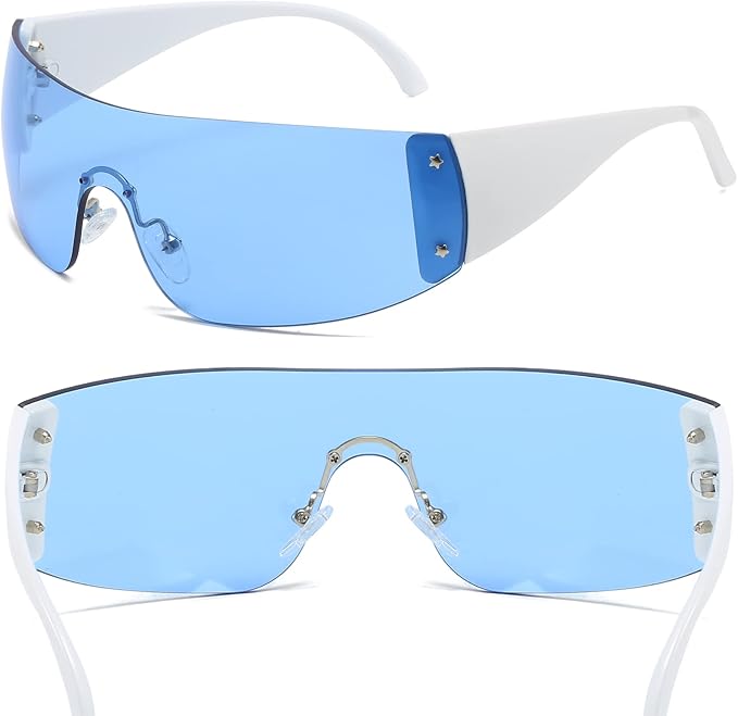 AIEYEZO Oversized Y2K Sunglasses for Women Men Trendy Retro Wrap Around Big Shield Sun Glasses