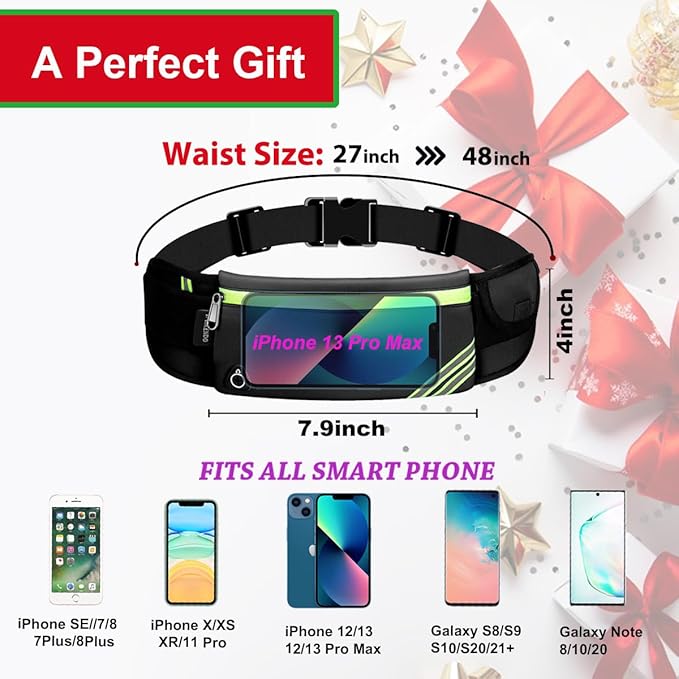 Slim Running Belt Fanny Pack,Waist Pack Bag for Hiking Cycling Workout,Reflective Runners Belt Jogging Pouch,Travelling Money Phone Holder for Running Gear Accessories