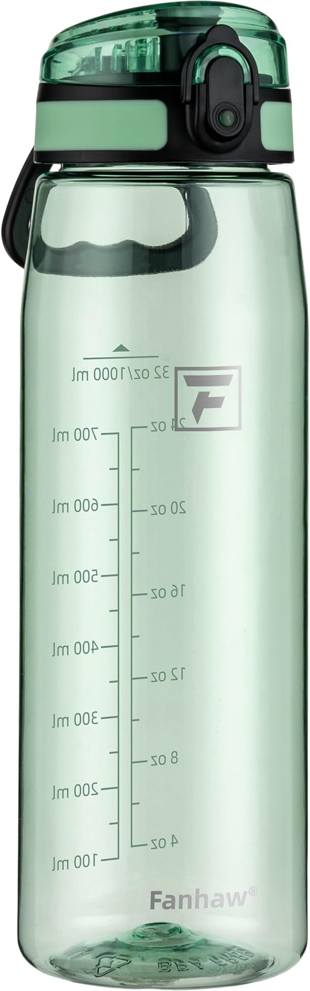 Fanhaw 32 oz Tritan Water Bottle with Chug Lid - Clear, BPA-Free, Lightweight, Wide Mouth, Leak-Proof, Perfect for Gym, Travel, School, Office, and Sports (Glow Green)