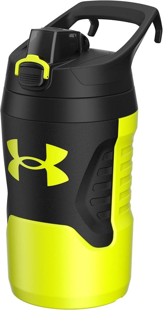 Under Armour 32 oz Insulated Water Bottles - Sports Water Jug with Fence Hook, Leak Resistant for Baseball, Football & More, 32 oz Insulated, Hi Vis Yellow/Black