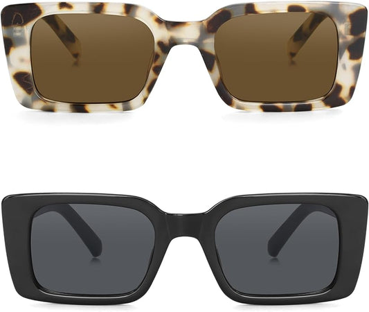 Onrtry Rectangle Sunglasses for Women Men Vintage Fashion Sun Glasses