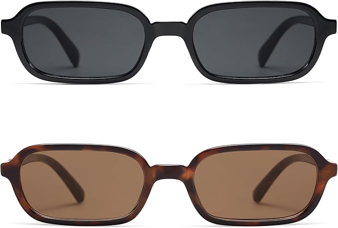 Retro Rectangular Sunglasses for Women Vintage Fashion Trendy Funny Small 90s Square Sunnies 2025 AP3698