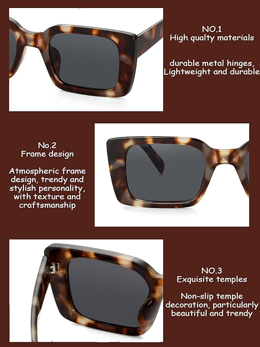 Onrtry Rectangle Sunglasses for Women Men Vintage Fashion Sun Glasses