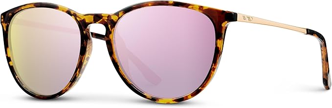 WearMe Pro Women's Round Sunglasses with Polarized UV Protection, Trendy Retro Designer Style