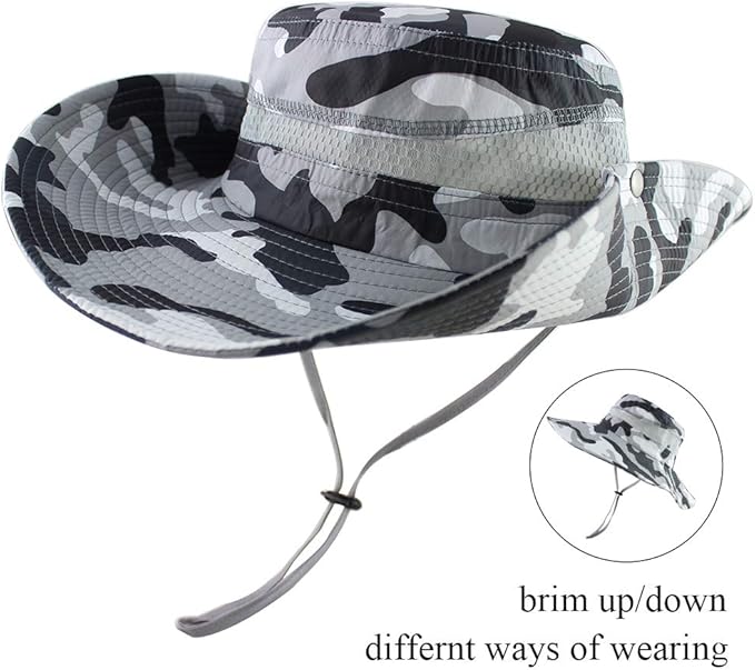 CAMOLAND Mens Fishing Hat Wide Large Brim Sun Hat with Outdoor UV Protection