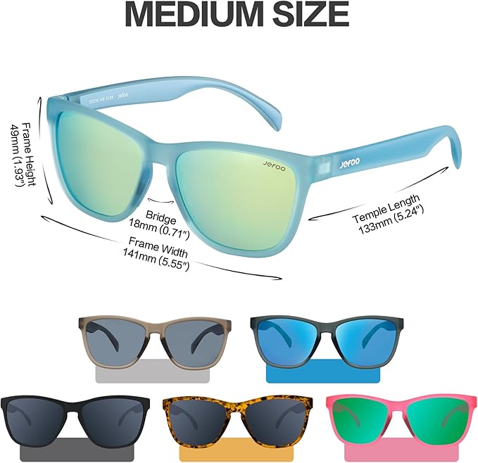 Jefoo Polarized Sports Sunglasses for Women Men Running Retro Trendy Sun Glasses UV400 Protection Tangle Free