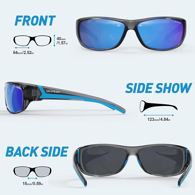 DEAFRAIN Polarized Sports Sunglasses for Men Women Driving Fishing Cycling Running UV Protection