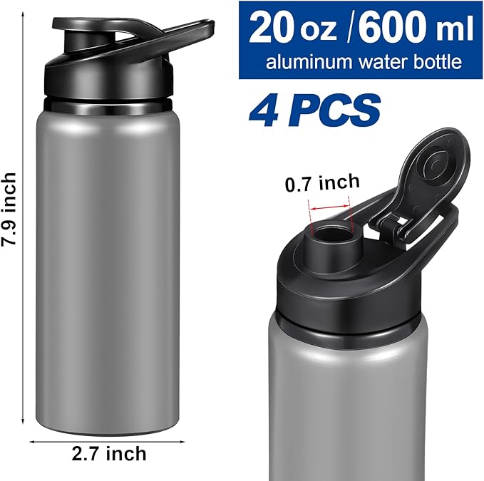 CHENGU Water Bottle Bulk 20 oz Aluminum Reusable Bottles Lightweight Snap Lid Water Cups Easy Carry Leak Proof Travel Tumbler for Gym Sports Camping Hiking Fishing