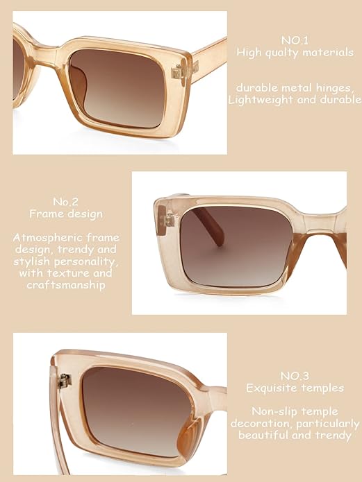 Onrtry Rectangle Sunglasses for Women Men Vintage Fashion Sun Glasses