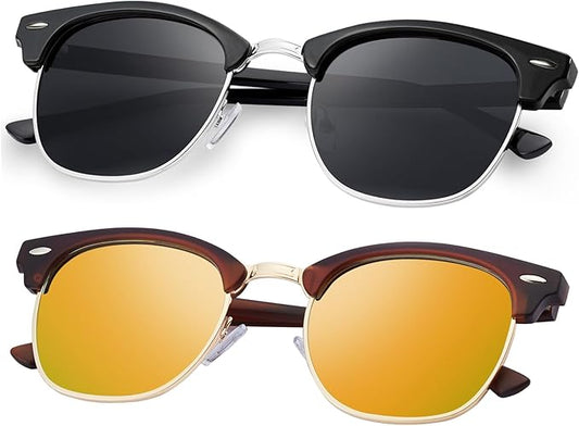 Sunglasses Men and Womens, Polarized Sunglasses for men with UV Blocking Semi-Rimless Frame for Driving & Hiking